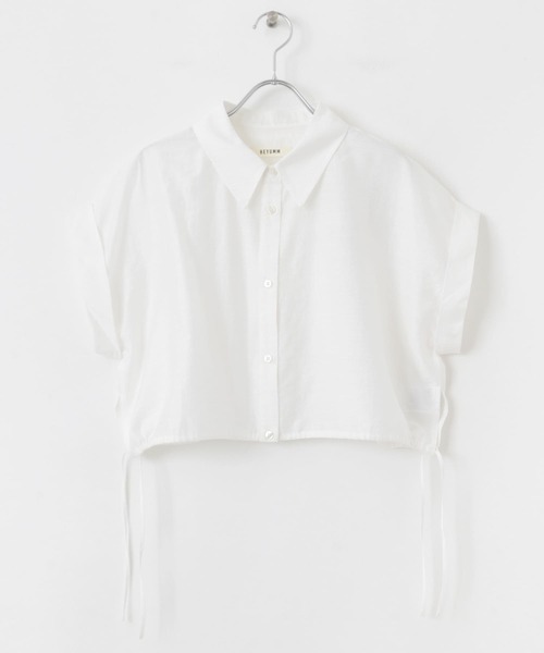 ブラウス シャツ ドロストクロップドシャツ レディース Limue ブラウス シャツ ドロストクロップドシャツ レディース