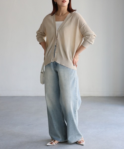 Riberry（リベリー）の「Vネックシアーカーディガン【ラメ/無地】（カーディガン/ボレロ・レディース・グレー/ブラック/ベージュ/ホワイト/モカ・FREE）」の13枚目の写真