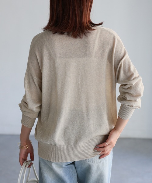 Riberry（リベリー）の「Vネックシアーカーディガン【ラメ/無地】（カーディガン/ボレロ・レディース・グレー/ブラック/ベージュ/ホワイト/モカ・FREE）」の16枚目の写真