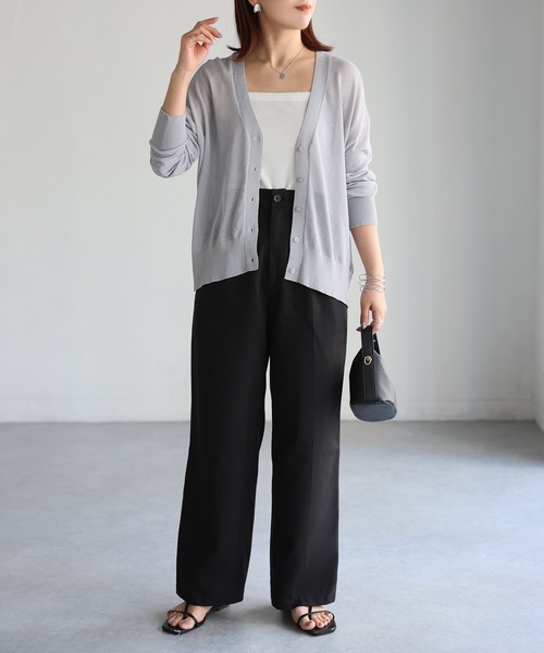 Riberry（リベリー）の「Vネックシアーカーディガン【ラメ/無地】（カーディガン/ボレロ・レディース・グレー/ブラック/ベージュ/ホワイト/モカ・FREE）」の9枚目の写真