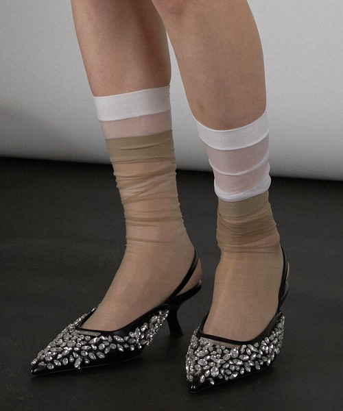 PRANK PROJECT（プランクプロジェクト）の「レイヤードシアーソックス / Layered Sheer Socks（ソックス/靴下・レディース・ベージュ/ブラック/グレー・FREE）」の3枚目の写真