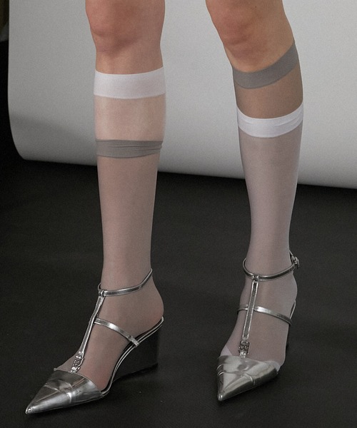 PRANK PROJECT（プランクプロジェクト）の「レイヤードシアーソックス / Layered Sheer Socks（ソックス/靴下・レディース・ベージュ/ブラック/グレー・FREE）」の5枚目の写真