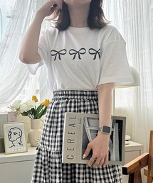 リボンプリント半袖Tシャツ