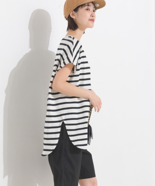 OMNES(オムネス)の「10番単ボーダーフレンチスリーブプルオーバー(Tシャツ/カットソー・レディース・ホワイト×ブラック/ホワイト×ブルー/グレー系その他/ホワイト系その他2/ホワイト系その他/ホワイト×ネイビー・FREE)」の13枚目の写真