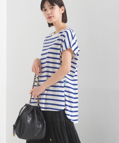 OMNES(オムネス)の「10番単ボーダーフレンチスリーブプルオーバー(Tシャツ/カットソー・レディース・ホワイト×ブラック/ホワイト×ブルー/グレー系その他/ホワイト系その他2/ホワイト系その他/ホワイト×ネイビー・FREE)」の8枚目の写真