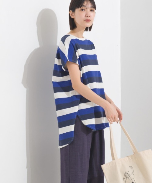 OMNES(オムネス)の「10番単ボーダーフレンチスリーブプルオーバー(Tシャツ/カットソー・レディース・ホワイト×ブラック/ホワイト×ブルー/グレー系その他/ホワイト系その他2/ホワイト系その他/ホワイト×ネイビー・FREE)」の18枚目の写真