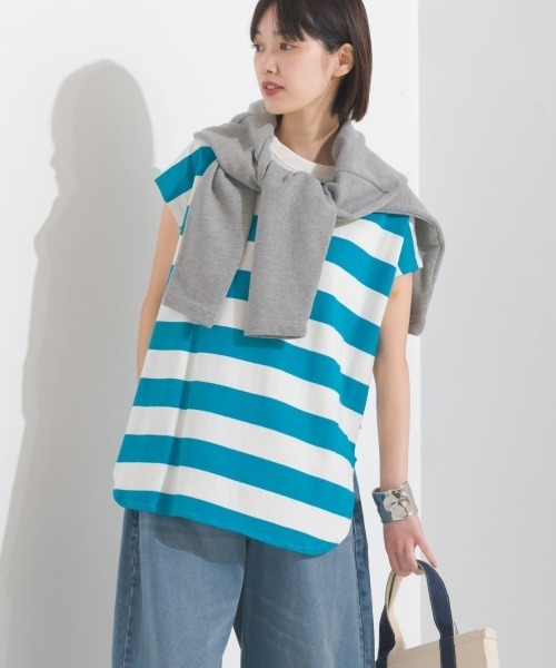 OMNES(オムネス)の「10番単ボーダーフレンチスリーブプルオーバー(Tシャツ/カットソー・レディース・ホワイト×ブラック/ホワイト×ブルー/グレー系その他/ホワイト系その他2/ホワイト系その他/ホワイト×ネイビー・FREE)」の22枚目の写真