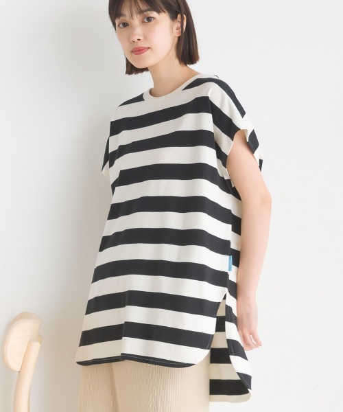 OMNES(オムネス)の「10番単ボーダーフレンチスリーブプルオーバー(Tシャツ/カットソー・レディース・ホワイト×ブラック/ホワイト×ブルー/グレー系その他/ホワイト系その他2/ホワイト系その他/ホワイト×ネイビー・FREE)」の16枚目の写真