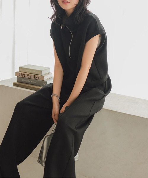 KOBE LETTUCE（コウベレタス）の「ハーフジップダイバーベストトップス（ベスト・レディース・カーキ/ブラック/グレー・M）」の7枚目の写真