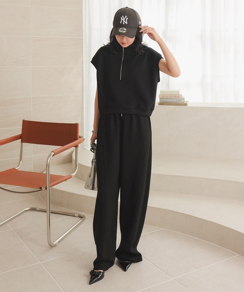 KOBE LETTUCE（コウベレタス）の「ハーフジップダイバーベストトップス（ベスト・レディース・カーキ/ブラック/グレー・M）」の9枚目の写真