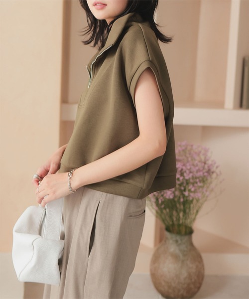 KOBE LETTUCE（コウベレタス）の「ハーフジップダイバーベストトップス（ベスト・レディース・カーキ/ブラック/グレー・M）」の12枚目の写真