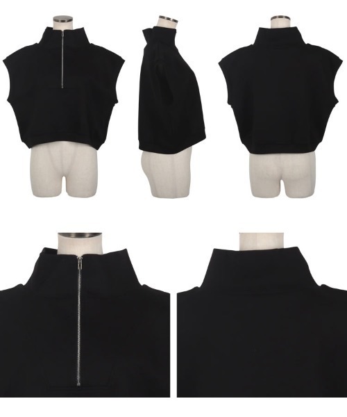 KOBE LETTUCE（コウベレタス）の「ハーフジップダイバーベストトップス（ベスト・レディース・カーキ/ブラック/グレー・M）」の13枚目の写真