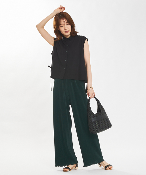 abahouse mavie(アバハウスマヴィ)の「【ロングセラー!】クリスタルプリーツイージーパンツ(その他パンツ・レディース・グリーン系その他/モカ/ブラウン系その他/ストライプ・フリー)」の5枚目の写真