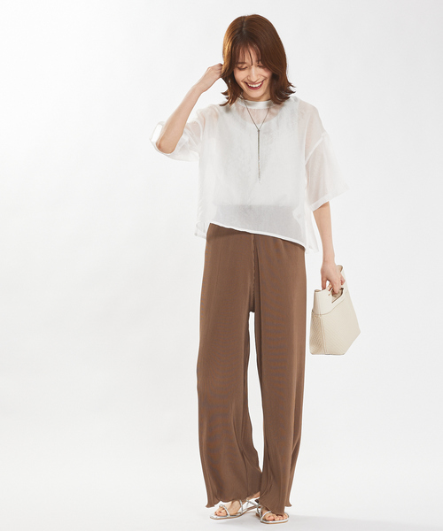 abahouse mavie(アバハウスマヴィ)の「【ロングセラー!】クリスタルプリーツイージーパンツ(その他パンツ・レディース・グリーン系その他/モカ/ブラウン系その他/ストライプ・フリー)」の10枚目の写真