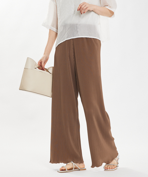 abahouse mavie(アバハウスマヴィ)の「【ロングセラー!】クリスタルプリーツイージーパンツ(その他パンツ・レディース・グリーン系その他/モカ/ブラウン系その他/ストライプ・フリー)」の12枚目の写真