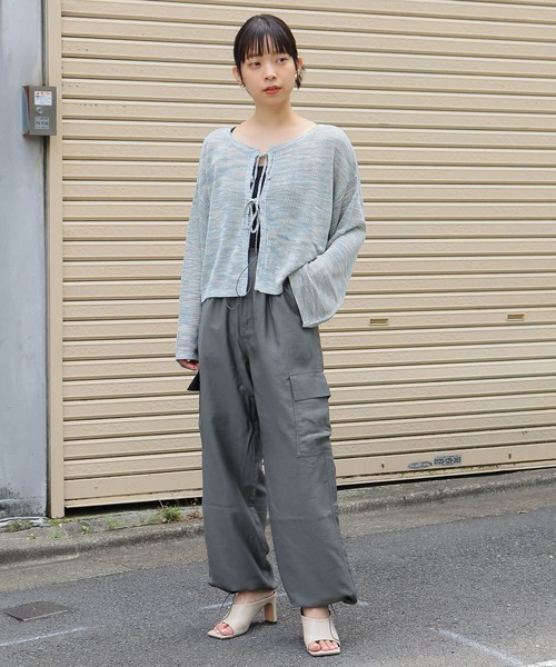 tiptop（ティップトップ）の「MIXメッシュ2wayリボンカーディガン（カーディガン/ボレロ・レディース・サックスブルー/ブルー/ライトグレー・FREE）」の8枚目の写真