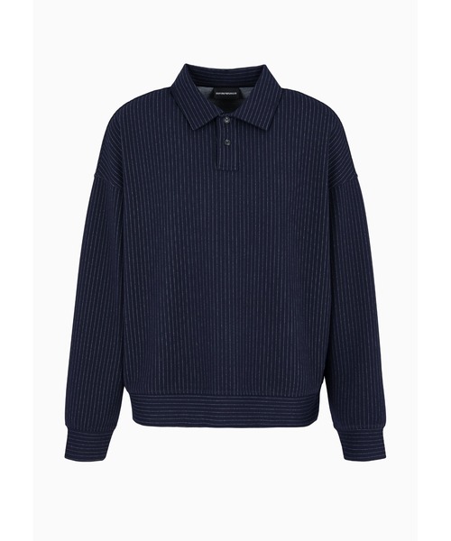 EMPORIO ARMANI（エンポリオアルマーニ）の「【エンポリオ アルマーニ】ポロカラー スウェットシャツ ビスコース混紡ジャージー ピンストライプ（スウェット・メンズ・ネイビー・SMALL/MEDIUM/LARGE/X-SMALL）」の5枚目の写真