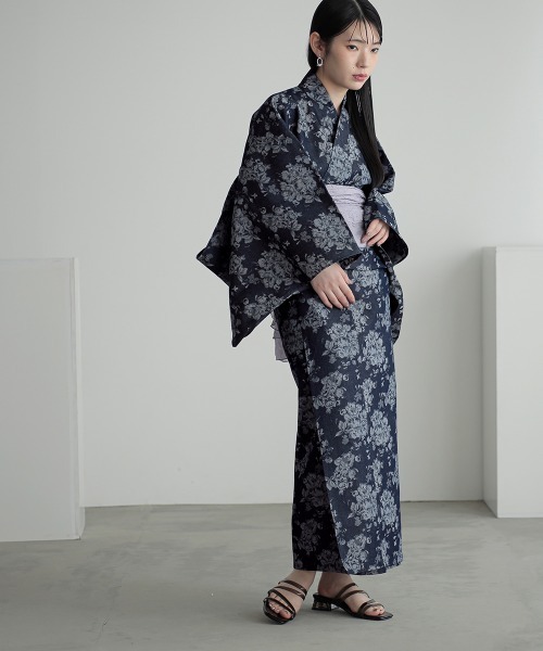 Callarus(カラルス)の「〔Callarus〕【浴衣】デニムジャガード浴衣+帯(2点セット)(浴衣・レディース・ネイビー系・フリー)」の4枚目の写真