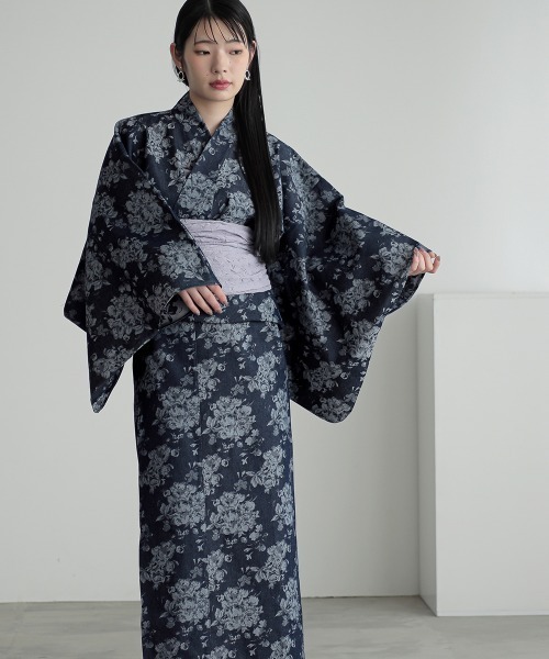 Callarus(カラルス)の「〔Callarus〕【浴衣】デニムジャガード浴衣+帯(2点セット)(浴衣・レディース・ネイビー系・フリー)」の10枚目の写真
