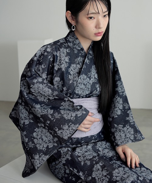 Callarus(カラルス)の「〔Callarus〕【浴衣】デニムジャガード浴衣+帯(2点セット)(浴衣・レディース・ネイビー系・フリー)」の12枚目の写真