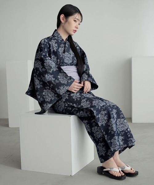 Callarus(カラルス)の「〔Callarus〕【浴衣】デニムジャガード浴衣+帯(2点セット)(浴衣・レディース・ネイビー系・フリー)」の3枚目の写真