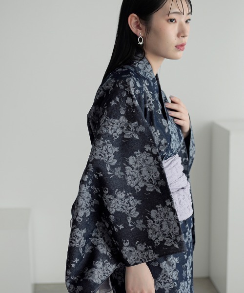 Callarus(カラルス)の「〔Callarus〕【浴衣】デニムジャガード浴衣+帯(2点セット)(浴衣・レディース・ネイビー系・フリー)」の2枚目の写真