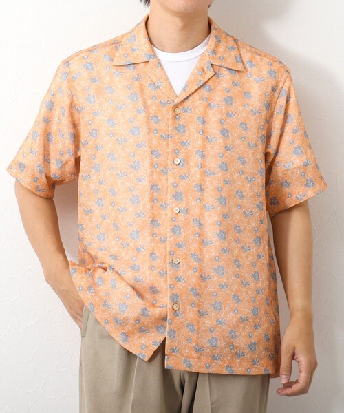 NOLLEY’S（ノーリーズ）の「総柄オープンカラーメッシュシャツ（シャツ/ブラウス・メンズ・ベージュ系その他/ホワイト系その他/オレンジ系その他/グレー系その他/ブラック系その他・S/L/M）」の5枚目の写真