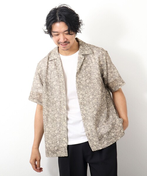 NOLLEY’S（ノーリーズ）の「総柄オープンカラーメッシュシャツ（シャツ/ブラウス・メンズ・ベージュ系その他/ホワイト系その他/オレンジ系その他/グレー系その他/ブラック系その他・S/L/M）」の8枚目の写真