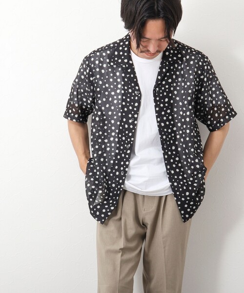 NOLLEY’S（ノーリーズ）の「総柄オープンカラーメッシュシャツ（シャツ/ブラウス・メンズ・ベージュ系その他/ホワイト系その他/オレンジ系その他/グレー系その他/ブラック系その他・S/L/M）」の14枚目の写真