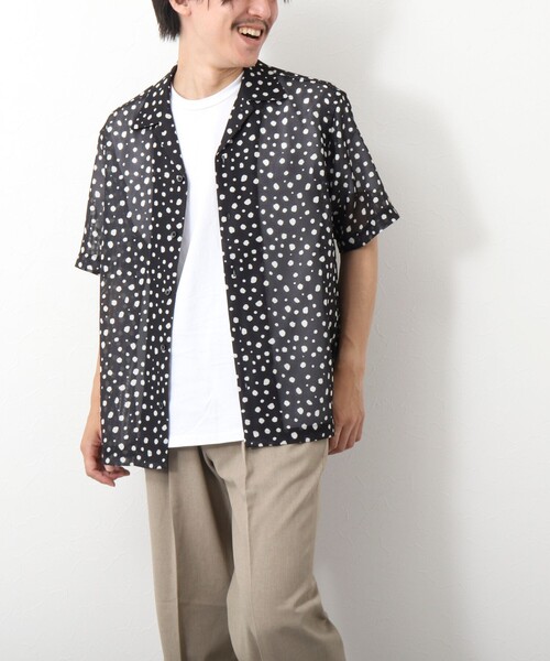 NOLLEY’S（ノーリーズ）の「総柄オープンカラーメッシュシャツ（シャツ/ブラウス・メンズ・ベージュ系その他/ホワイト系その他/オレンジ系その他/グレー系その他/ブラック系その他・S/L/M）」の15枚目の写真