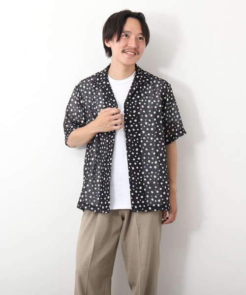 NOLLEY’S（ノーリーズ）の「総柄オープンカラーメッシュシャツ（シャツ/ブラウス・メンズ・ベージュ系その他/ホワイト系その他/オレンジ系その他/グレー系その他/ブラック系その他・S/L/M）」の16枚目の写真