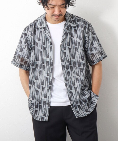 NOLLEY’S（ノーリーズ）の「総柄オープンカラーメッシュシャツ（シャツ/ブラウス・メンズ・ベージュ系その他/ホワイト系その他/オレンジ系その他/グレー系その他/ブラック系その他・S/L/M）」の22枚目の写真