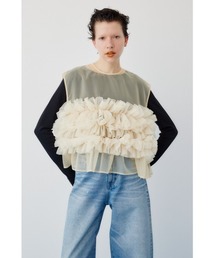 Many gather attachment vest メニーギャザーアタッチメントベスト