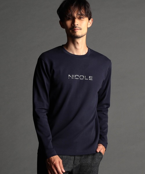 NICOLE CLUB FOR MEN(ニコルクラブフォーメン)の「ロゴ刺繍長袖Tシャツ(Tシャツ/カットソー・メンズ・オフホワイト/アッシュグレー/ブラック/ネイビー・MEDIUM/LARGE/X-LARGE)」の4枚目の写真