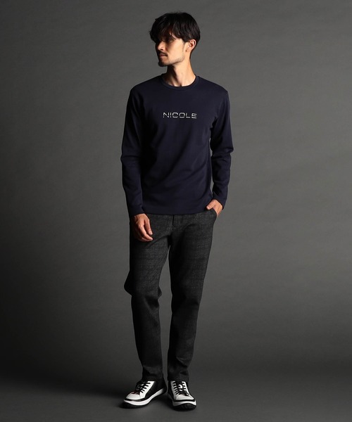 NICOLE CLUB FOR MEN(ニコルクラブフォーメン)の「ロゴ刺繍長袖Tシャツ(Tシャツ/カットソー・メンズ・オフホワイト/アッシュグレー/ブラック/ネイビー・MEDIUM/LARGE/X-LARGE)」の8枚目の写真