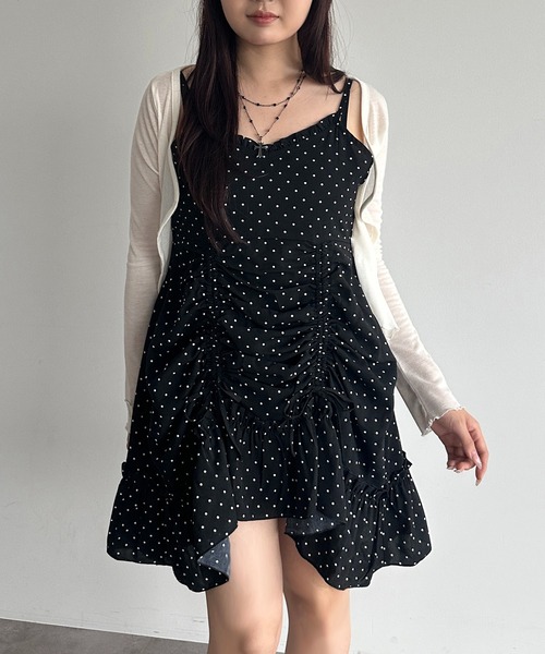 GOLDS♡ビジューバックル×チェーン付き♡キャミトップス／チュニック♡ピンクM an/アン】ストレッチワッフル/ フロントジップ/ ゴールド