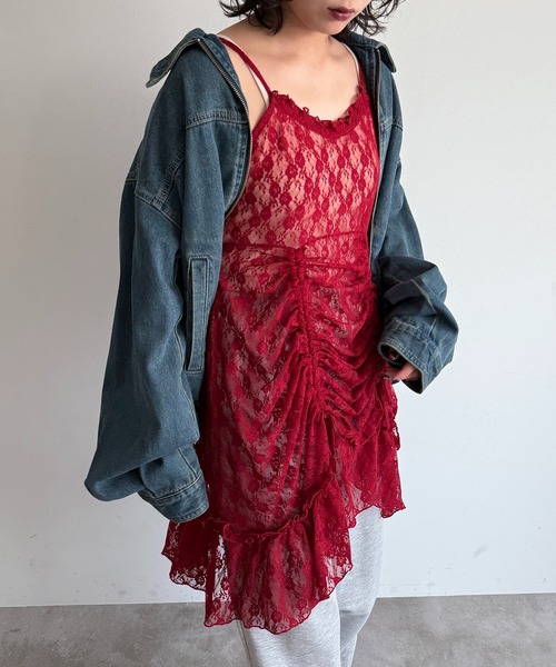 apres jour mignon（アプレジュールミニョン）の「アソートドロストキャミチュニック【ZOZOTOWN限定アイテム】（チュニック・レディース・オフホワイト/ブラック/レッド/ブラック系その他/ブラック系その他2/ホワイト系その他/グレー系その他/ブラウン系その他/ダークブラウン/チャコールグレー/ライトベージュ・フリー/X-LARGE）」の11枚目の写真