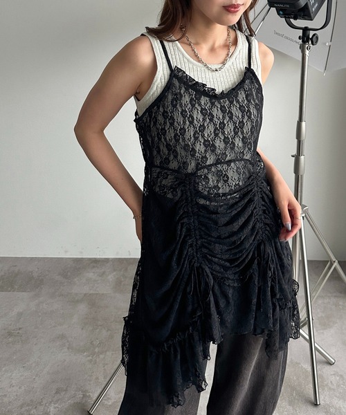 apres jour mignon（アプレジュールミニョン）の「アソートドロストキャミチュニック【ZOZOTOWN限定アイテム】（チュニック・レディース・オフホワイト/ブラック/レッド/ブラック系その他/ブラック系その他2/ホワイト系その他/グレー系その他/ブラウン系その他/ダークブラウン/チャコールグレー/ライトベージュ・フリー/X-LARGE）」の4枚目の写真