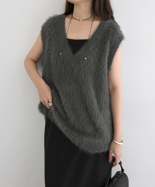OAMC 20aw ニットベスト Vネック Aletta vita ベスト Vネック レイヤード ニット フェザーヤーン