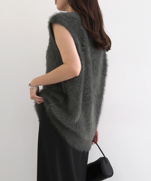 セール】【新色追加】起毛フェザーVネックニットベスト（ベスト