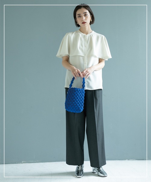 OPAQUE.CLIP(オペークドットクリップ)の「ケープ風ブラウス【洗濯機洗い可】(シャツ/ブラウス・レディース・オフホワイト/グリーン系/ネイビー・38/40/42)」の10枚目の写真