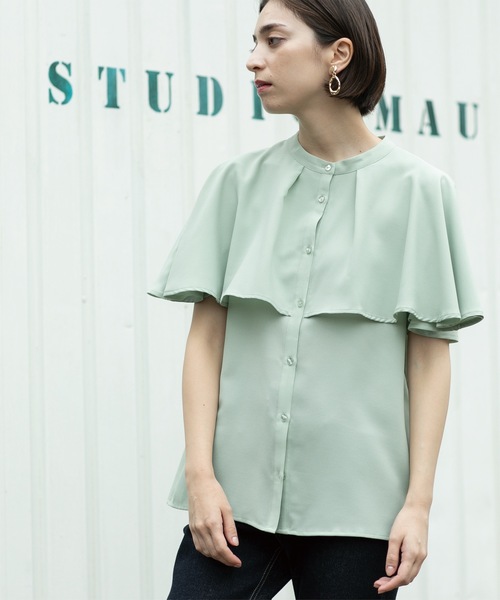 OPAQUE.CLIP(オペークドットクリップ)の「ケープ風ブラウス【洗濯機洗い可】(シャツ/ブラウス・レディース・オフホワイト/グリーン系/ネイビー・38/40/42)」の11枚目の写真