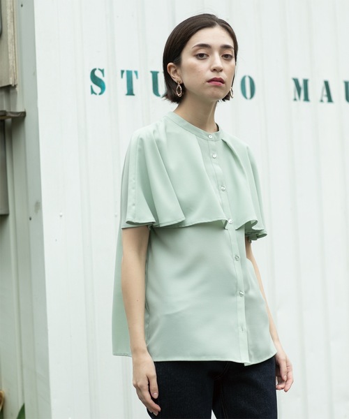 OPAQUE.CLIP(オペークドットクリップ)の「ケープ風ブラウス【洗濯機洗い可】(シャツ/ブラウス・レディース・オフホワイト/グリーン系/ネイビー・38/40/42)」の13枚目の写真