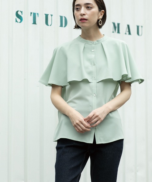 OPAQUE.CLIP(オペークドットクリップ)の「ケープ風ブラウス【洗濯機洗い可】(シャツ/ブラウス・レディース・オフホワイト/グリーン系/ネイビー・38/40/42)」の14枚目の写真
