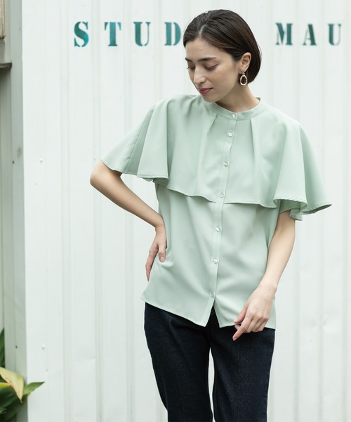 OPAQUE.CLIP(オペークドットクリップ)の「ケープ風ブラウス【洗濯機洗い可】(シャツ/ブラウス・レディース・オフホワイト/グリーン系/ネイビー・38/40/42)」の15枚目の写真