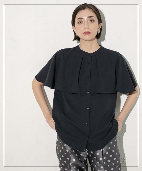 OPAQUE.CLIP(オペークドットクリップ)の「ケープ風ブラウス【洗濯機洗い可】(シャツ/ブラウス・レディース・オフホワイト/グリーン系/ネイビー・38/40/42)」の17枚目の写真