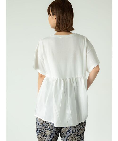 Lugnoncure(ルノンキュール)の「カット布帛ドッキングトップス(Tシャツ/カットソー・レディース・チャコールグレー/オフホワイト/ブラック・F)」の1枚目の写真