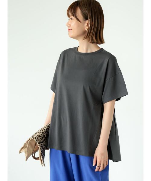 Lugnoncure(ルノンキュール)の「カット布帛ドッキングトップス(Tシャツ/カットソー・レディース・チャコールグレー/オフホワイト/ブラック・F)」の3枚目の写真