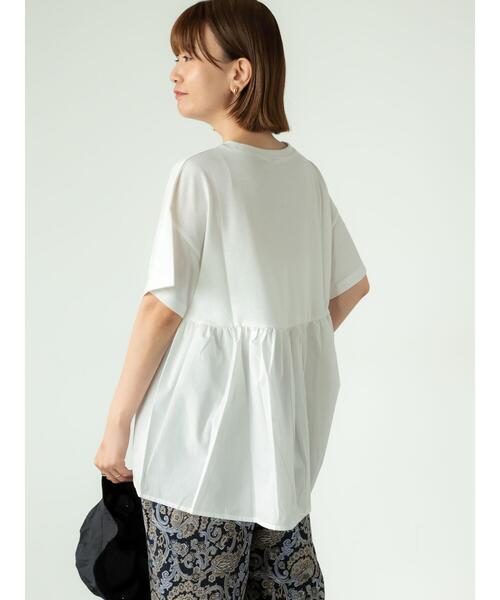 Lugnoncure(ルノンキュール)の「カット布帛ドッキングトップス(Tシャツ/カットソー・レディース・チャコールグレー/オフホワイト/ブラック・F)」の6枚目の写真
