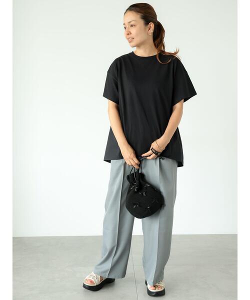 Lugnoncure(ルノンキュール)の「カット布帛ドッキングトップス(Tシャツ/カットソー・レディース・チャコールグレー/オフホワイト/ブラック・F)」の10枚目の写真